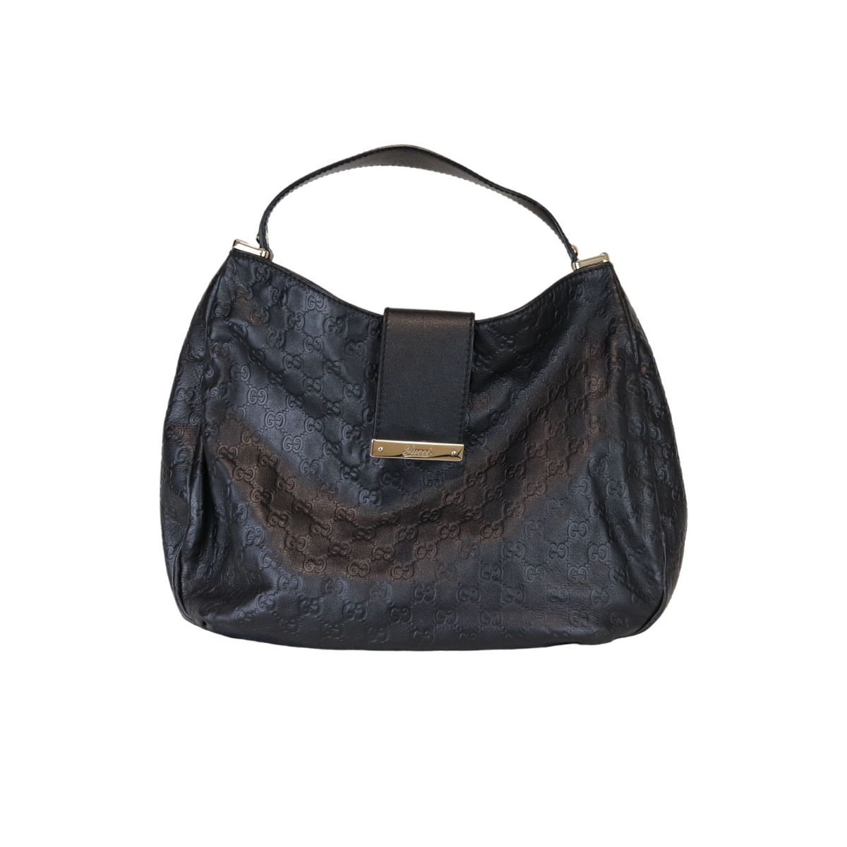 Gucci Guccissima New Ladies Web Hobo Black GHW