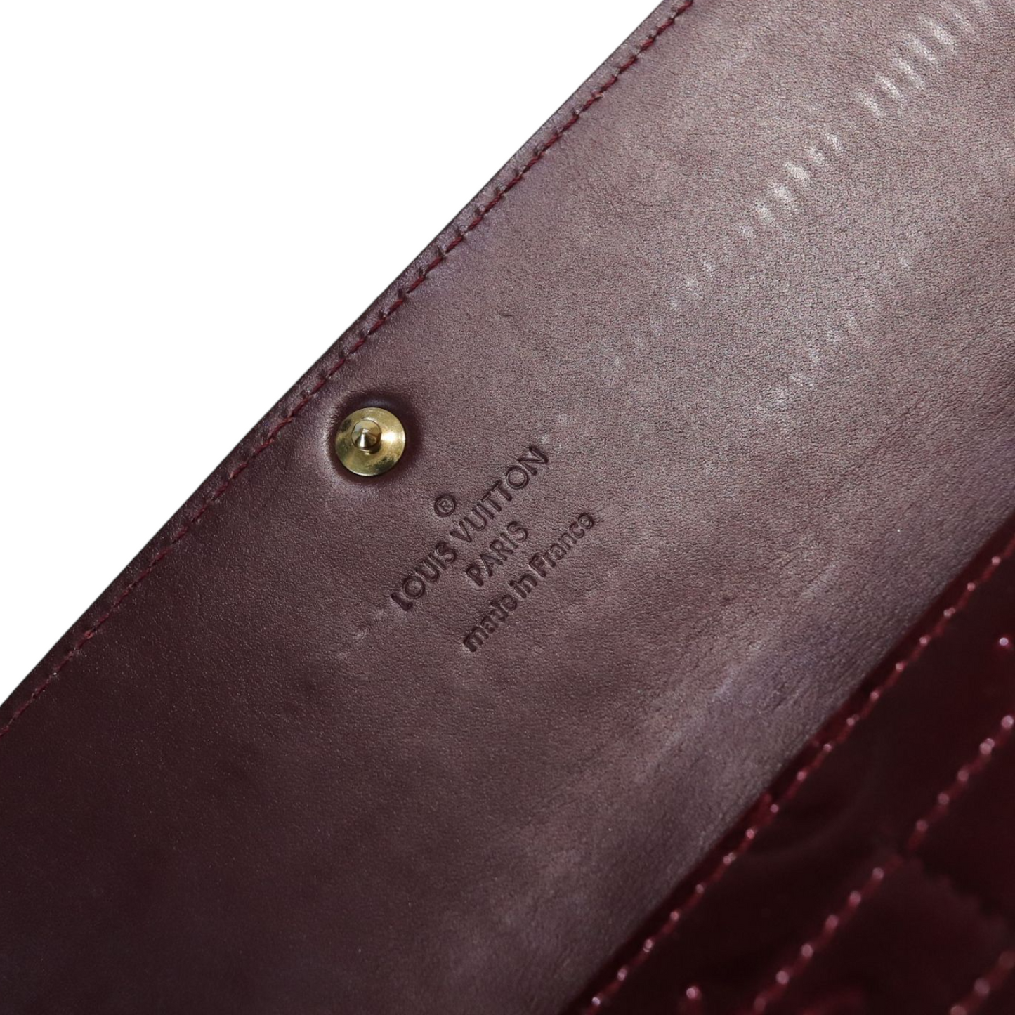 Louis-Vuitton Sarah Wallet Purple Vernis GHW