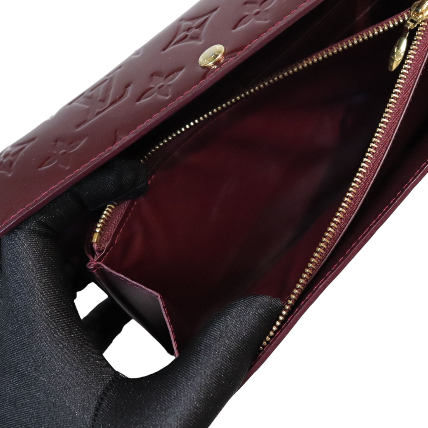 Louis-Vuitton Sarah Wallet Purple Vernis GHW
