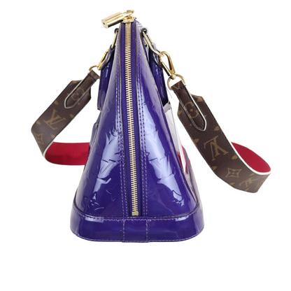 Louis-Vuitton Alma with Additional Strap Blue Vernis