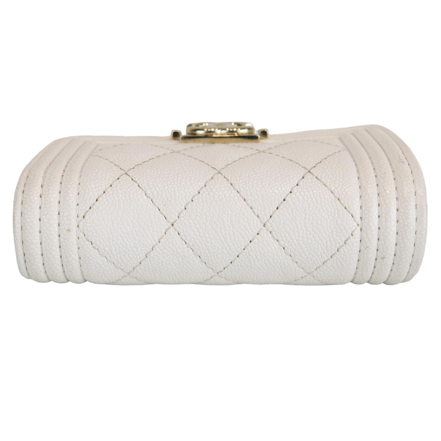 Caviar Quilted White Flap Wallet LGHW