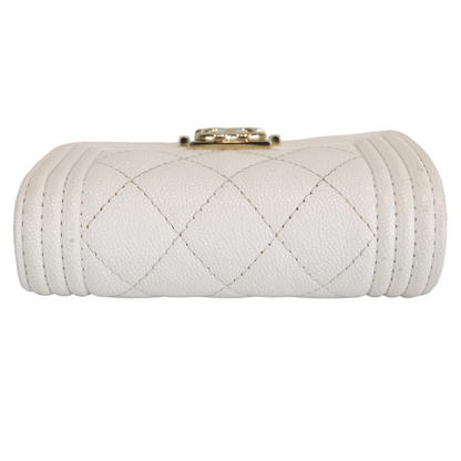 Caviar Quilted White Flap Wallet LGHW