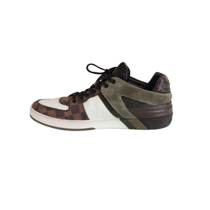 Louis-Vuitton Damier Mens Sneaker Brown and White Size 8.5