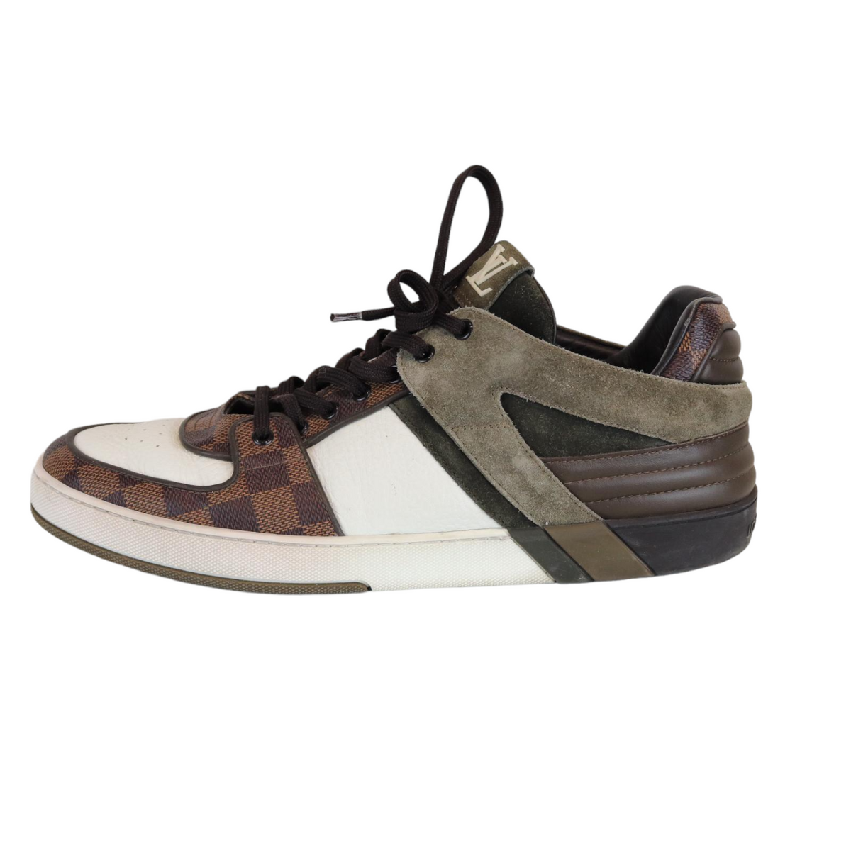 Louis-Vuitton Damier Mens Sneaker Brown and White Size 8.5