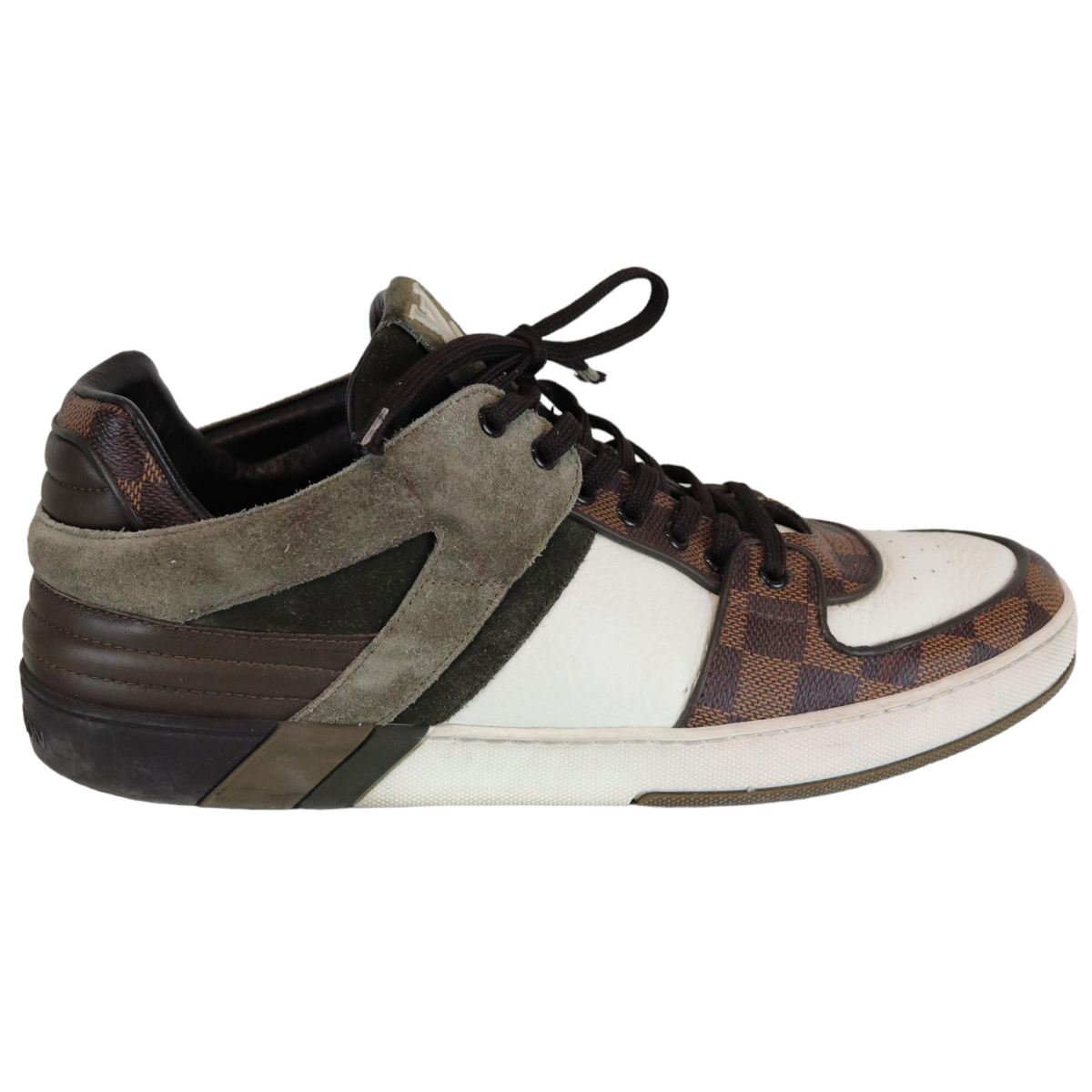 Louis-Vuitton Damier Mens Sneaker Brown and White Size 8.5