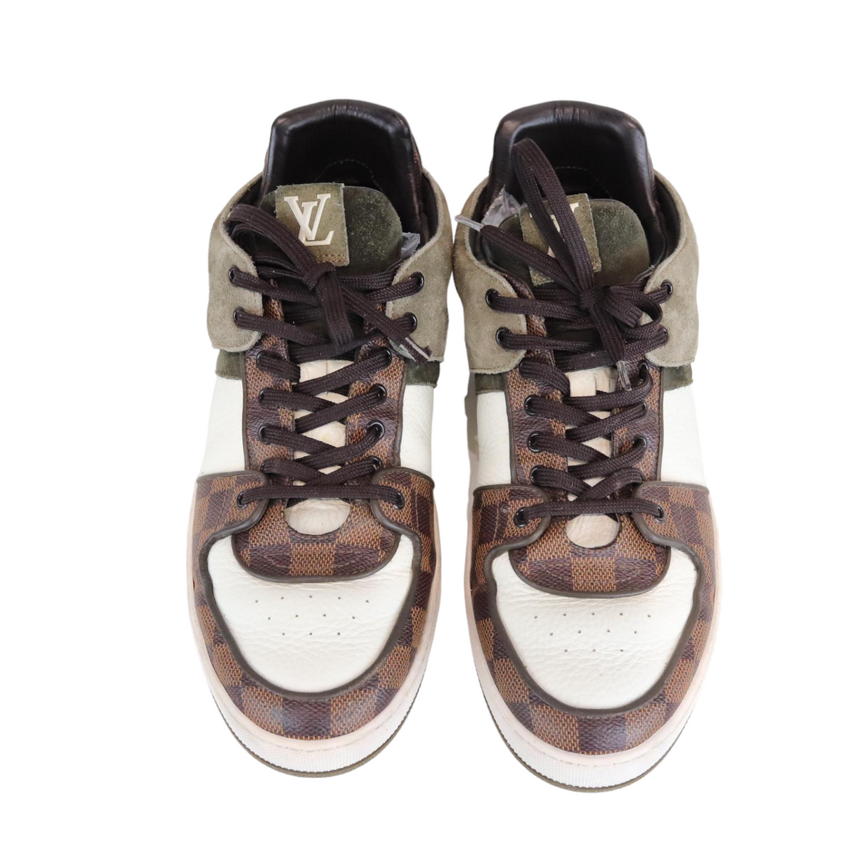 Louis-Vuitton Damier Mens Sneaker Brown and White Size 8.5