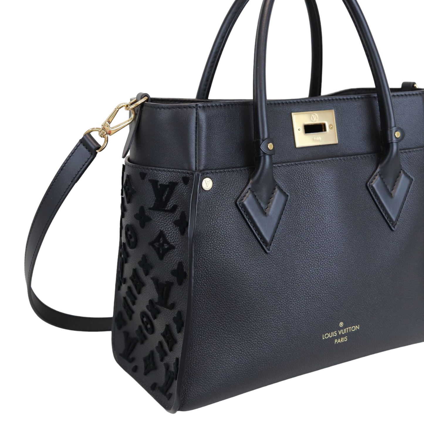 Louis-Vuitton Calfskin Monogram Tufting On My Side Black