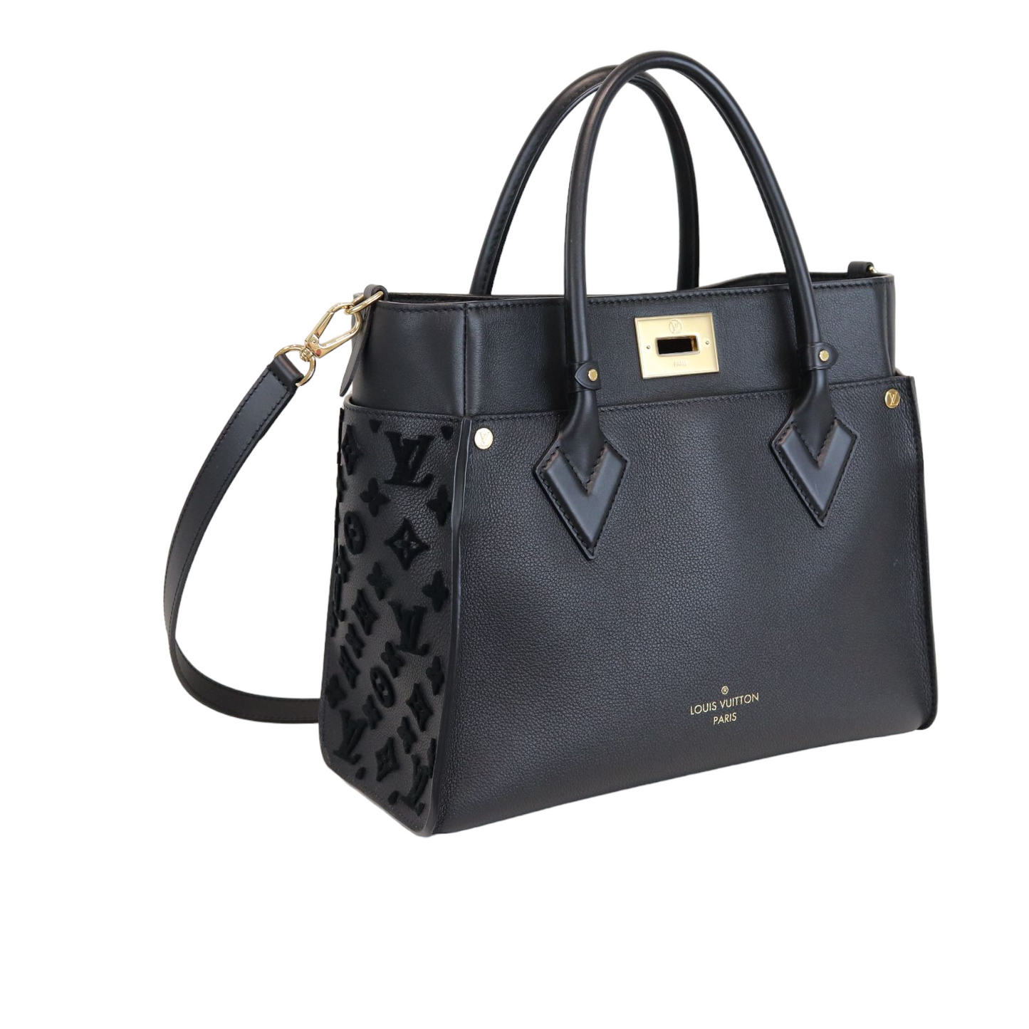 Louis-Vuitton Calfskin Monogram Tufting On My Side Black