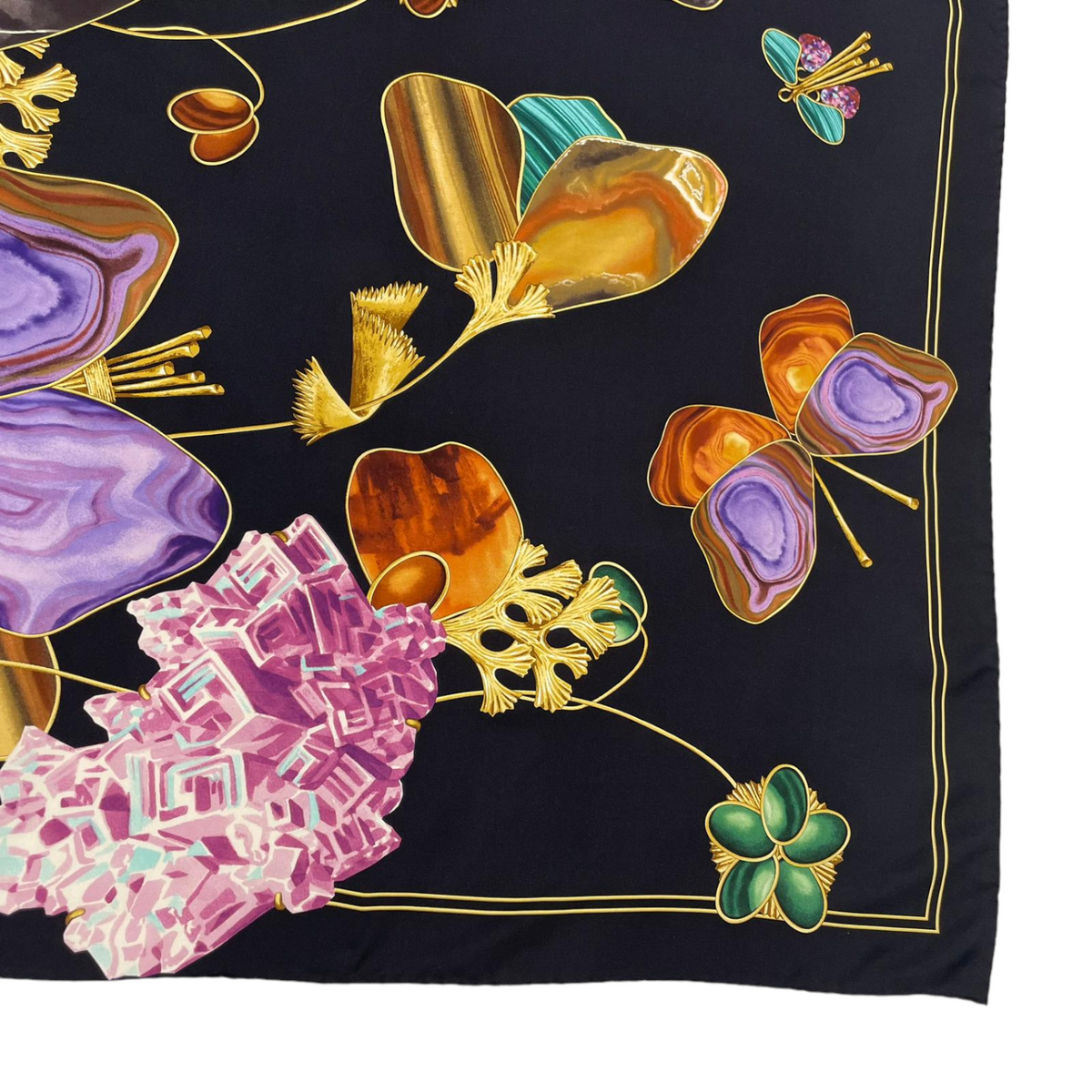 Gucci Black Silk Scarf Butterfly Printed