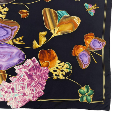 Gucci Black Silk Scarf Butterfly Printed