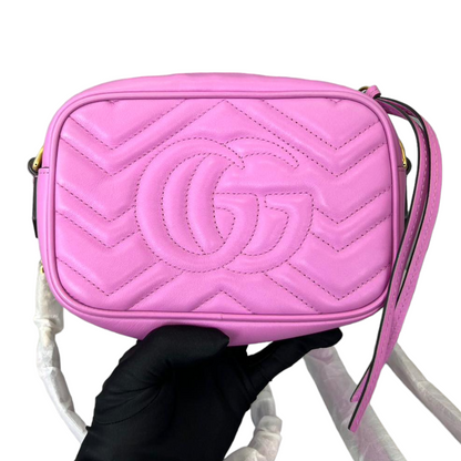 Gucci Mini GG Marmont Camera Bag Pink GHW