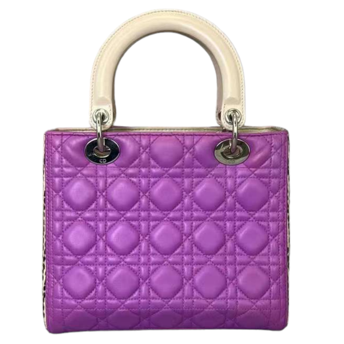 Medium Tri-Color Lady Dior Purple Python Sides SHW