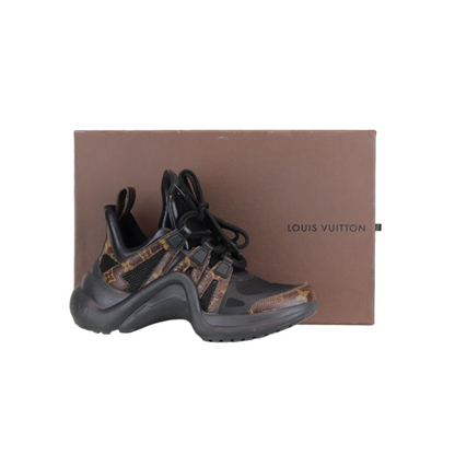 Louis-Vuitton Brown Canvas Mesh Archlight Sneakers Size 37