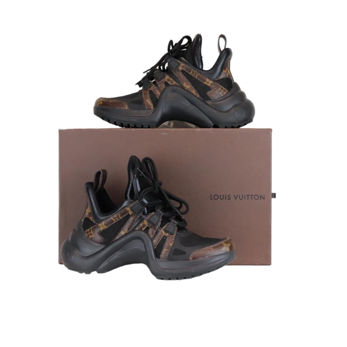 Louis-Vuitton Brown Canvas Mesh Archlight Sneakers Size 37