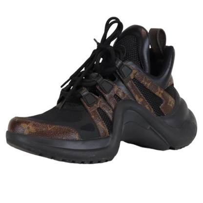 Louis-Vuitton Brown Canvas Mesh Archlight Sneakers Size 37