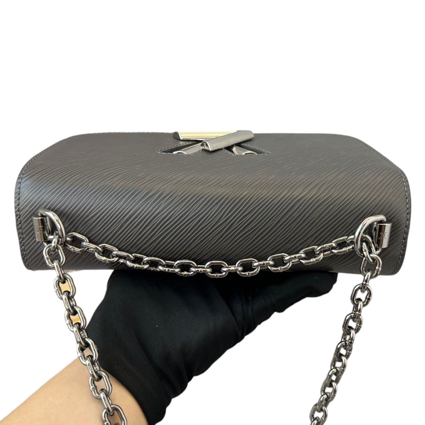 Louis-Vuitton Epi Twist Shoulder Bag MM Noir Grey SHW