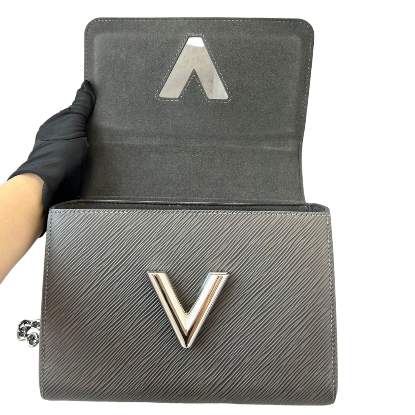 Louis-Vuitton Epi Twist Shoulder Bag MM Noir Grey SHW