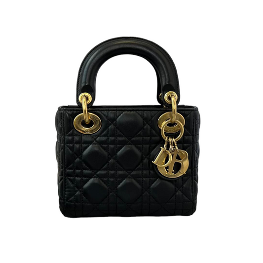 Mini Lady Dior Lambskin Cannage Black GHW