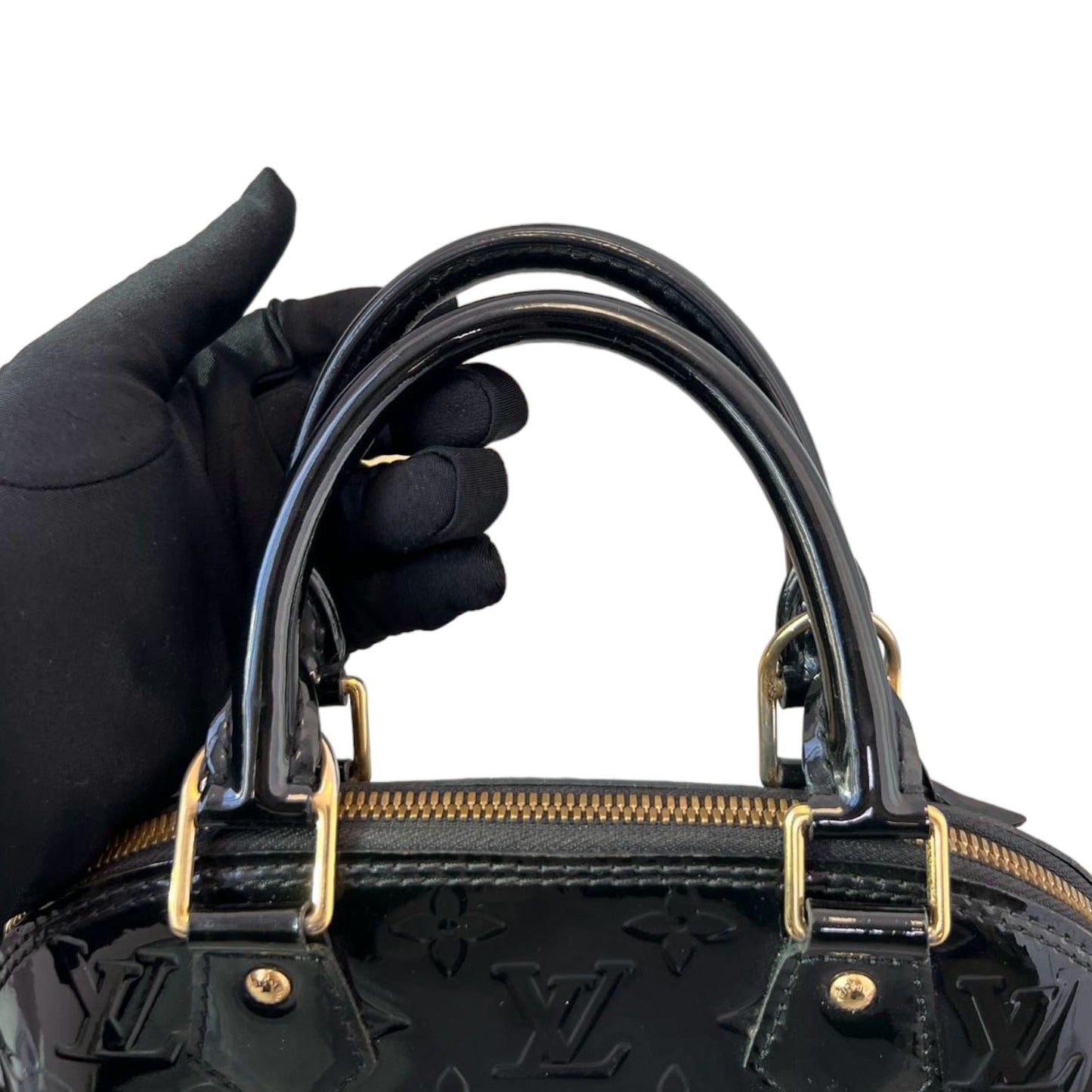 Louis-Vuitton Vernis Alma BB Patent Black GHW