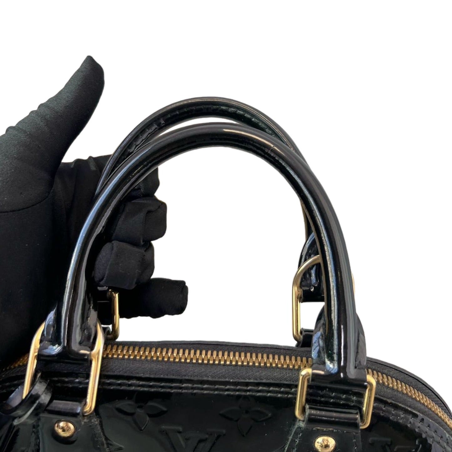 Louis-Vuitton Vernis Alma BB Patent Black GHW