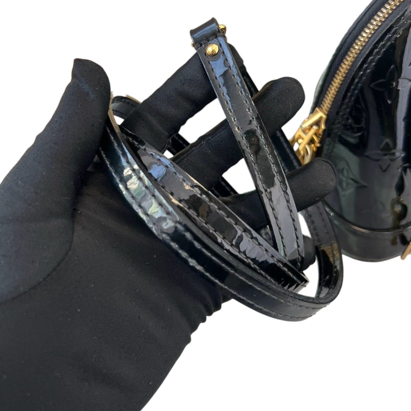 Louis-Vuitton Vernis Alma BB Patent Black GHW