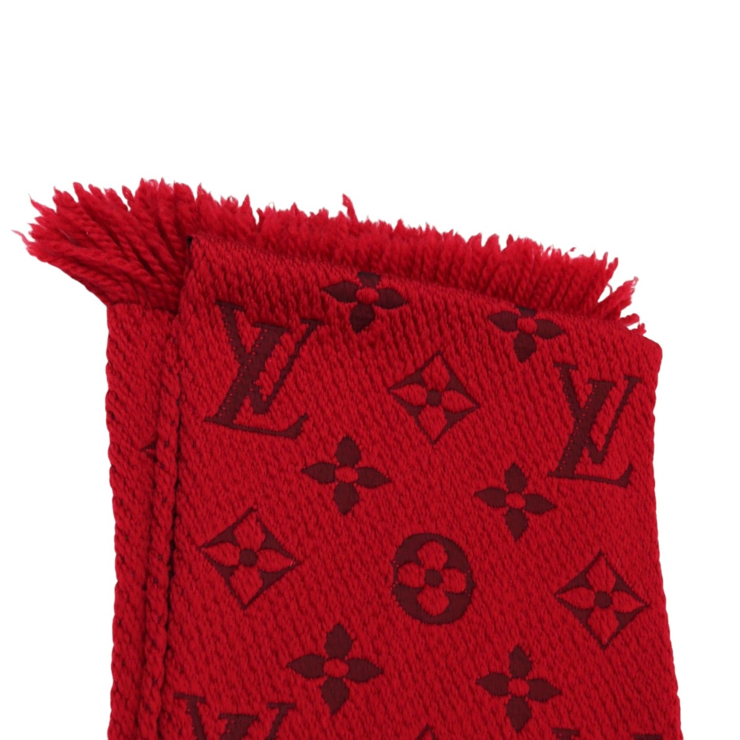 Louis-Vuitton Logomania Silk Wool Scarf Red