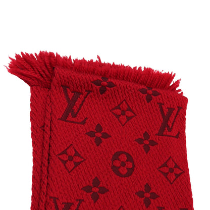 Louis-Vuitton Logomania Silk Wool Scarf Red