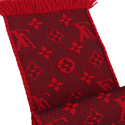 Louis-Vuitton Logomania Silk Wool Scarf Red
