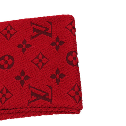 Louis-Vuitton Logomania Silk Wool Scarf Red