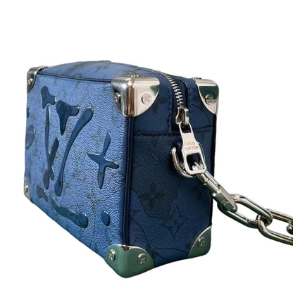 Louis-Vuitton Soft Trunk Mini Cowhide Monogram Denim Blue SHW