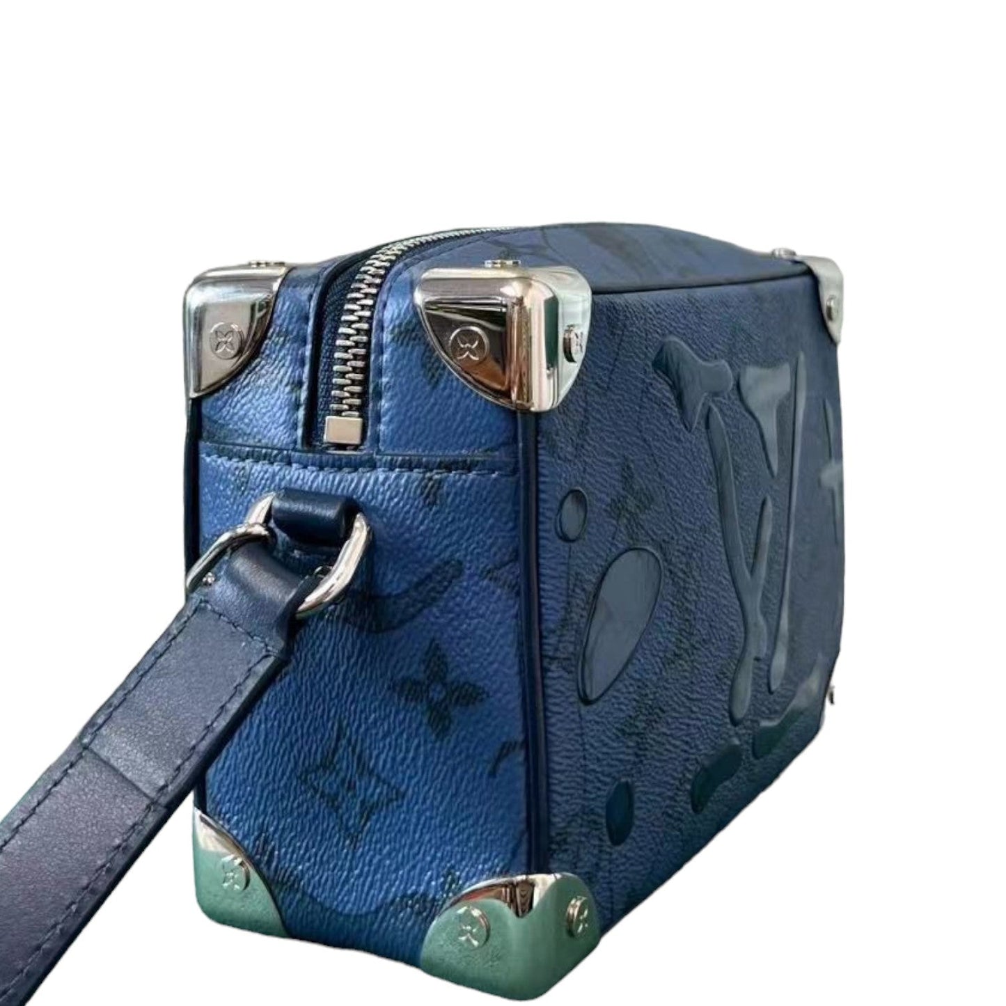 Louis-Vuitton Soft Trunk Mini Cowhide Monogram Denim Blue SHW