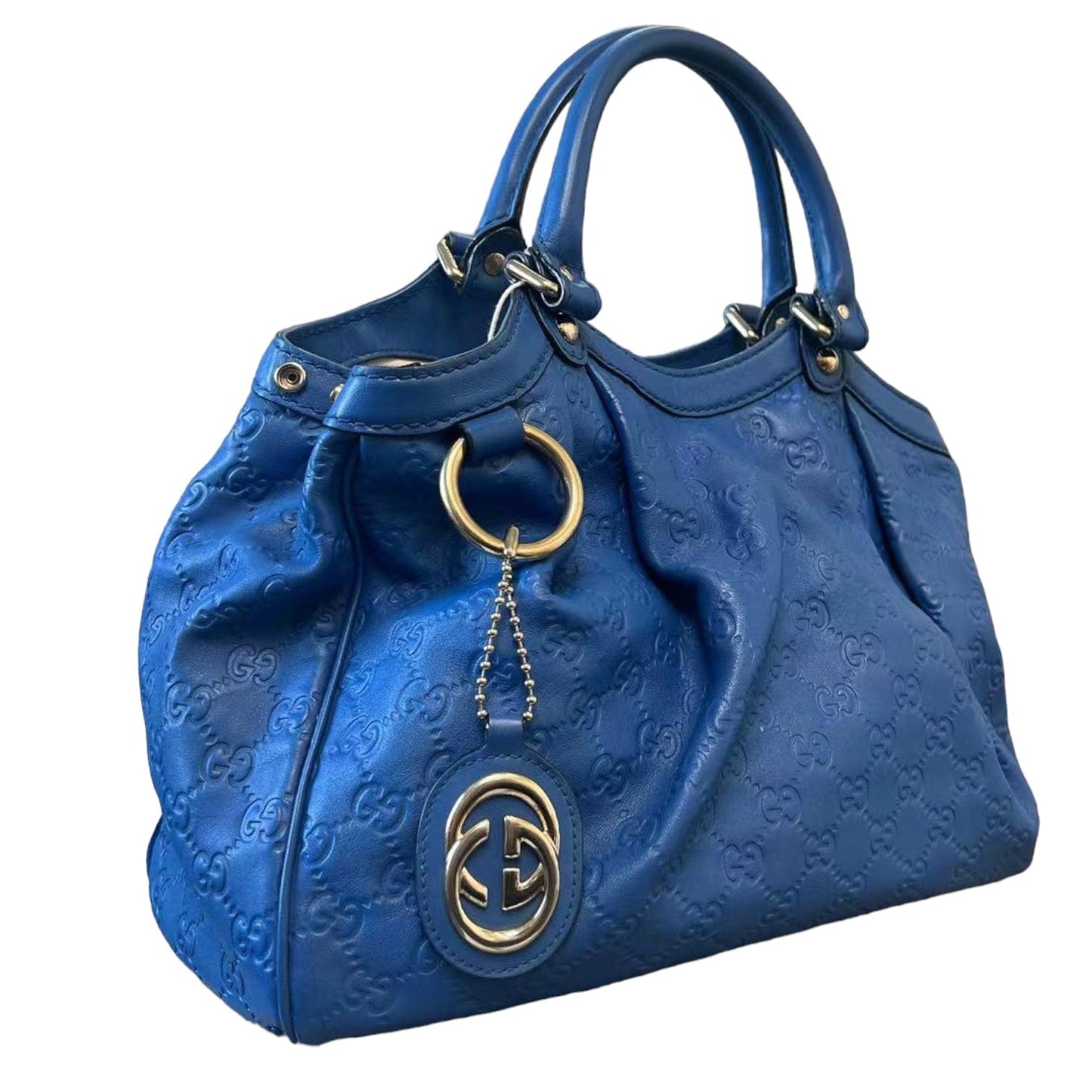 Gucci Sukey Tote Medium Guccissima Leather Blue SHW