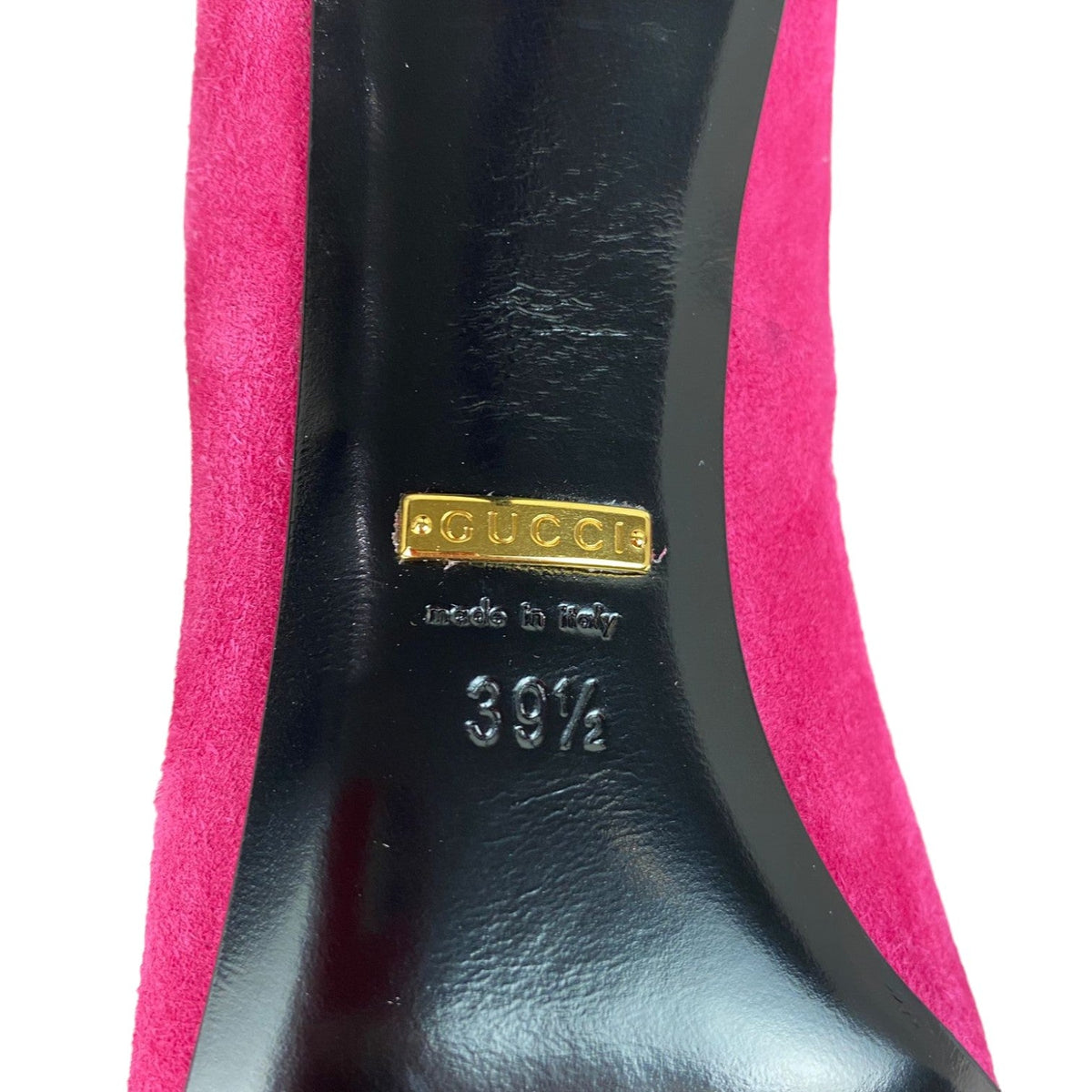 Gucci Semi-Pointed Toes Colorblock Pattern Pumps Suede Pink Size 39.5