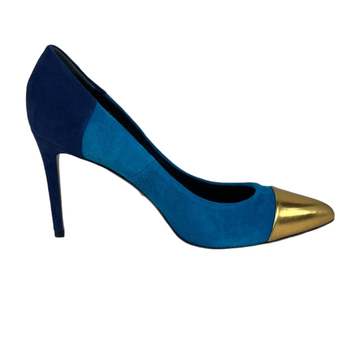 Gucci Pointed Cap Toe Pumps Suede and Leather Tricolor Size 39