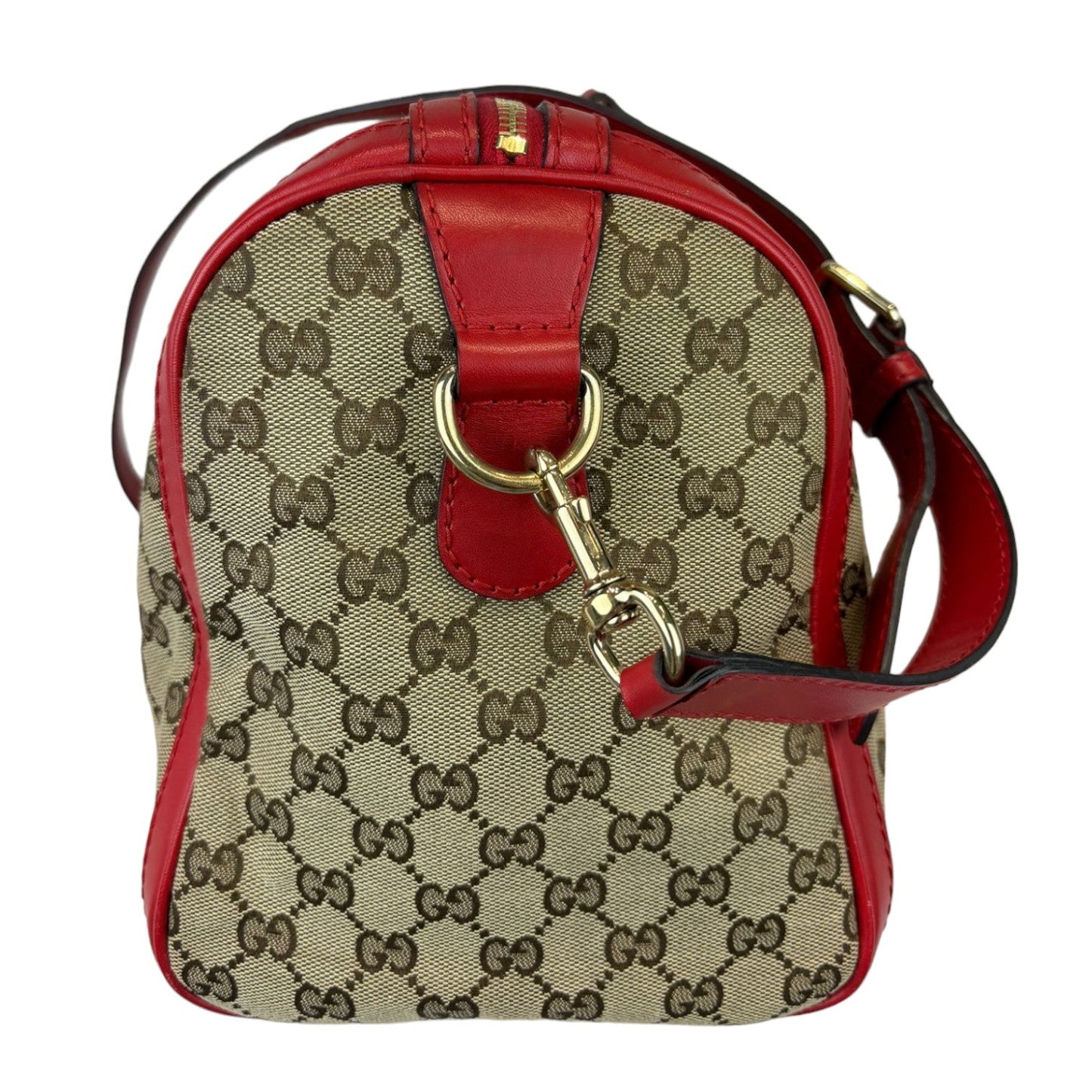 Gucci Vintage Web Boston Medium Monogram Red GHW