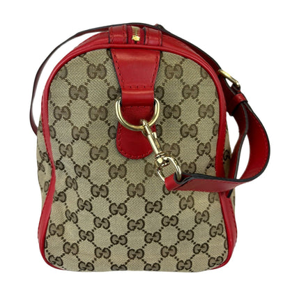Gucci Vintage Web Boston Medium Monogram Red GHW