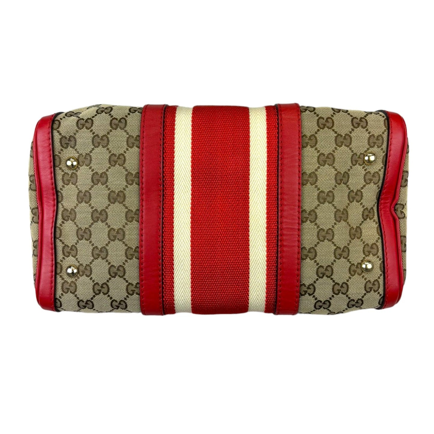 Gucci Vintage Web Boston Medium Monogram Red GHW