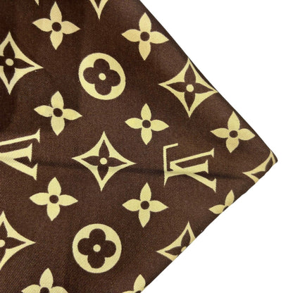 Louis-Vuitton Vintage Silk Logo Square Scarf Brown