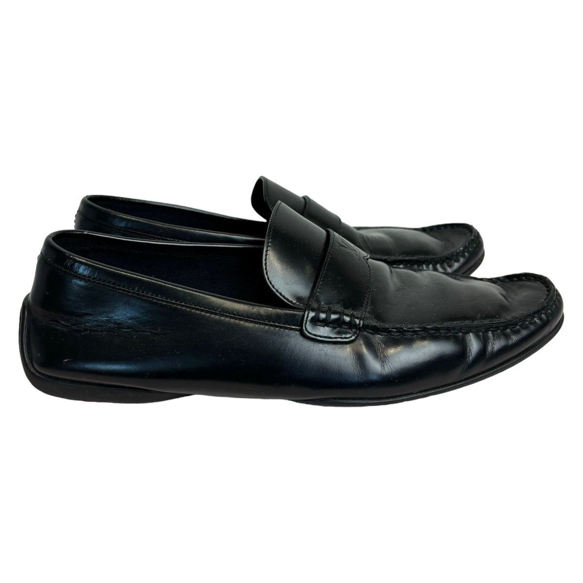 Louis-Vuitton Loafers Leather Black Size 8 Men