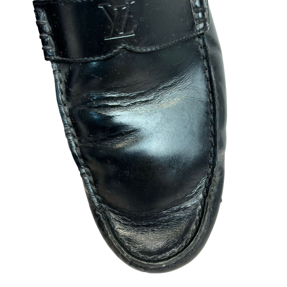 Louis-Vuitton Loafers Leather Black Size 8 Men