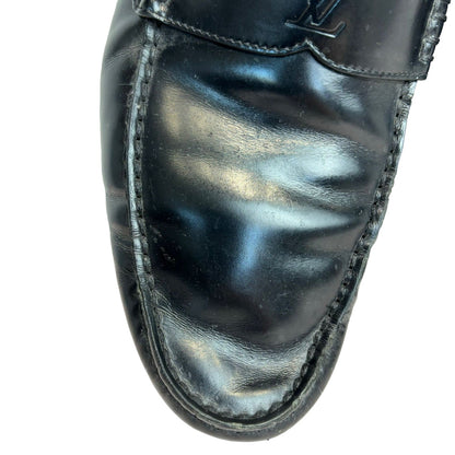 Louis-Vuitton Loafers Leather Black Size 8 Men