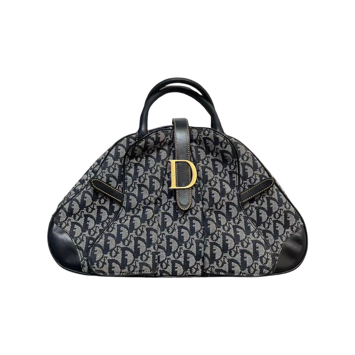 Double Saddle Bowler Monogram Canvas Navy Blue GHW
