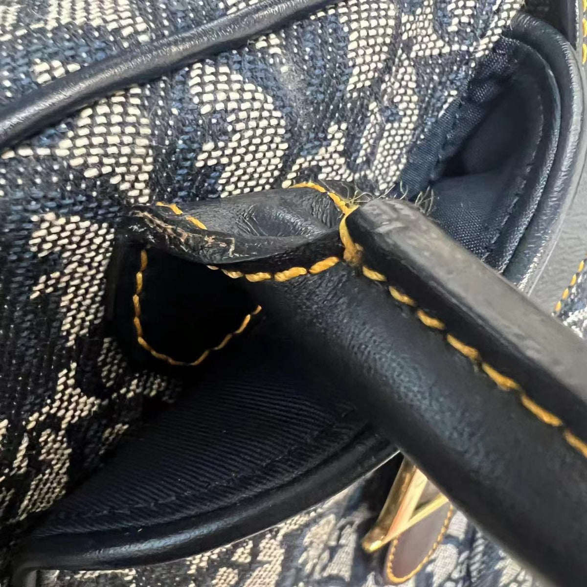 Double Saddle Bowler Monogram Canvas Navy Blue GHW