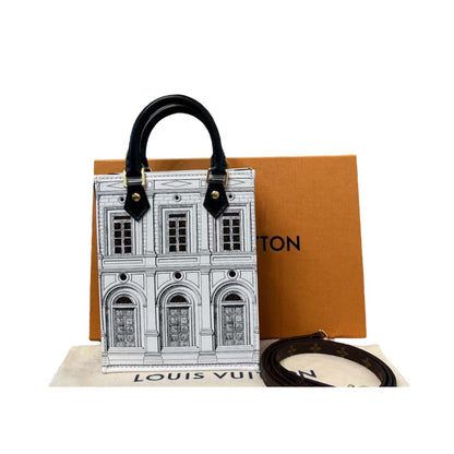 Louis-Vuitton X Fornasetti Architettura Petit Sac Plat Calfskin Black White GHW