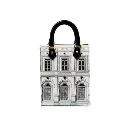 Louis-Vuitton X Fornasetti Architettura Petit Sac Plat Calfskin Black White GHW