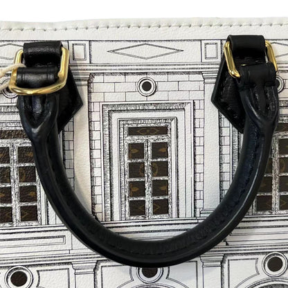 Louis-Vuitton X Fornasetti Architettura Petit Sac Plat Calfskin Black White GHW