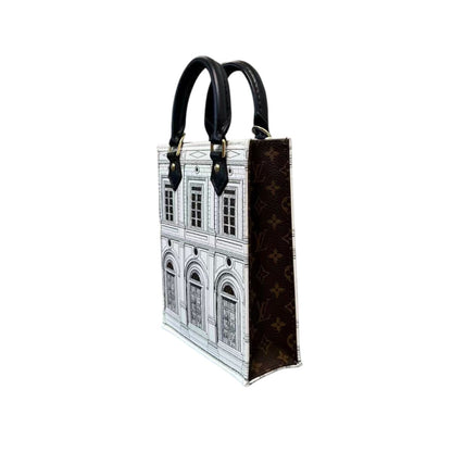 Louis-Vuitton X Fornasetti Architettura Petit Sac Plat Calfskin Black White GHW
