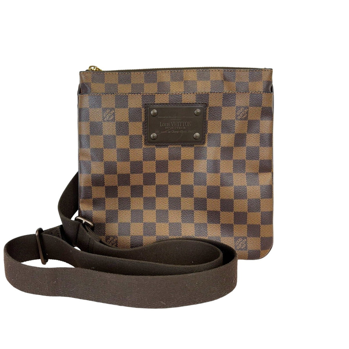 Louis-Vuitton Brooklyn Flat Pochette Damier Ebene Brown GHW