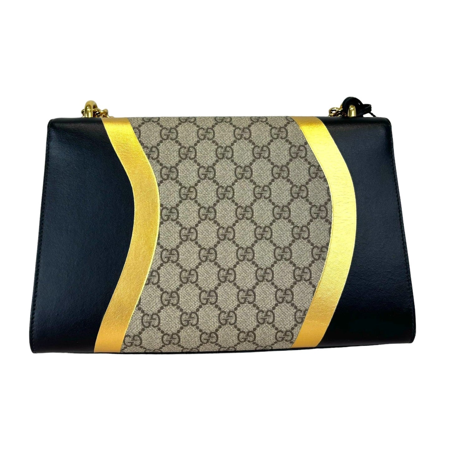 Gucci Padlock GG Supreme Shoulder Medium Monogram Black Gold GHW