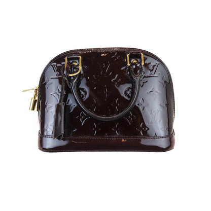 Louis-Vuitton Alma BB Vernis Patent Amarante GHW